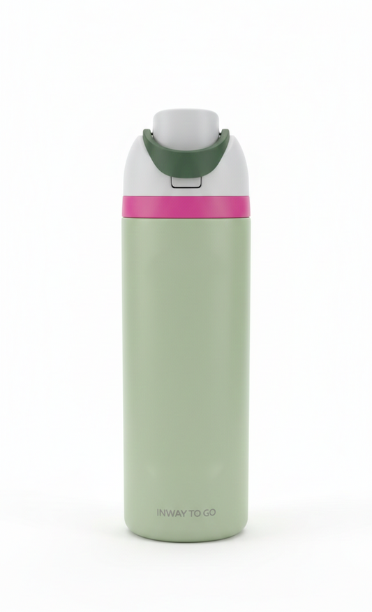 בקבוק תרמי רב-שימושי עם פיית שתייה כפולה - מגוון צבעים-SUPERHOME סופרהום-ירוק-סופר הום