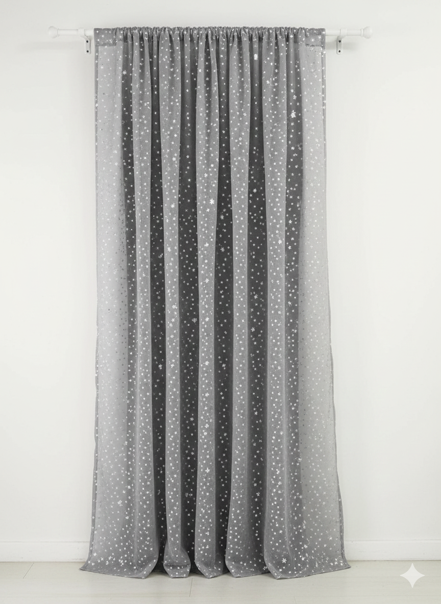 וילון קרמן אפור 140*160-וילון בד-ASHRAM-סופר הום