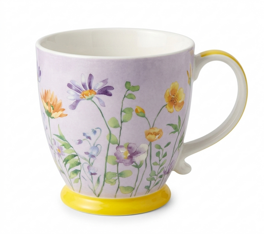 מאג עיטורים על רגל - מבחר דגמים-ספלים חרסינה-א. לויזון-צהוב-סופר הום