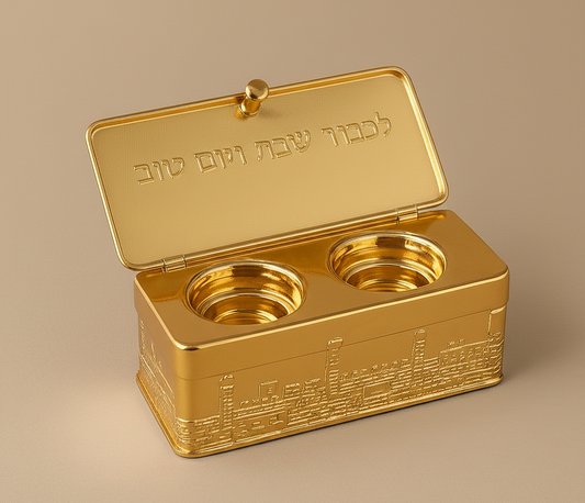 קופסת פמוטי שבת לנסיעות-מעמדים לנר-סופר הום-זהב-סופר הום