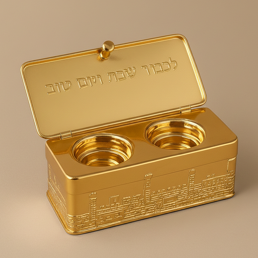 קופסת פמוטי שבת לנסיעות-מעמדים לנר-Paldinox-זהב-סופר הום