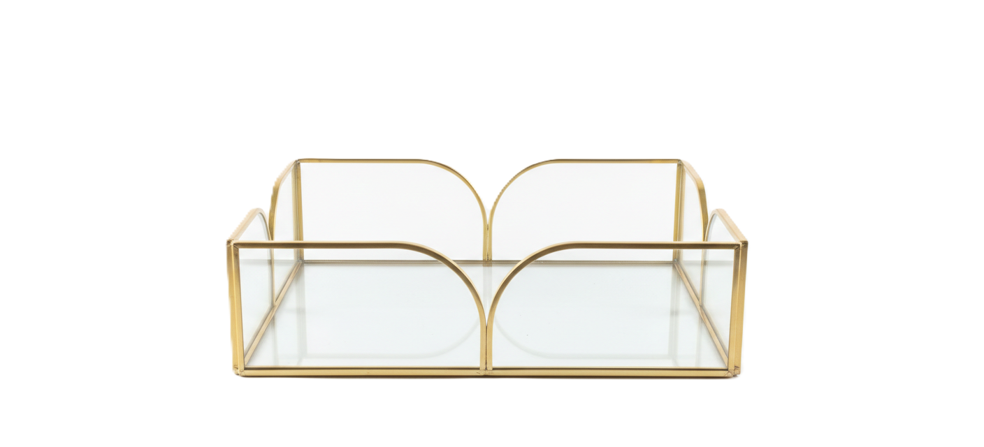 מעמד למפיות זכוכית מרובע 20*20 ס"מ-מחזיק מפיות שוכב-SUPERHOME סופרהום-סופר הום