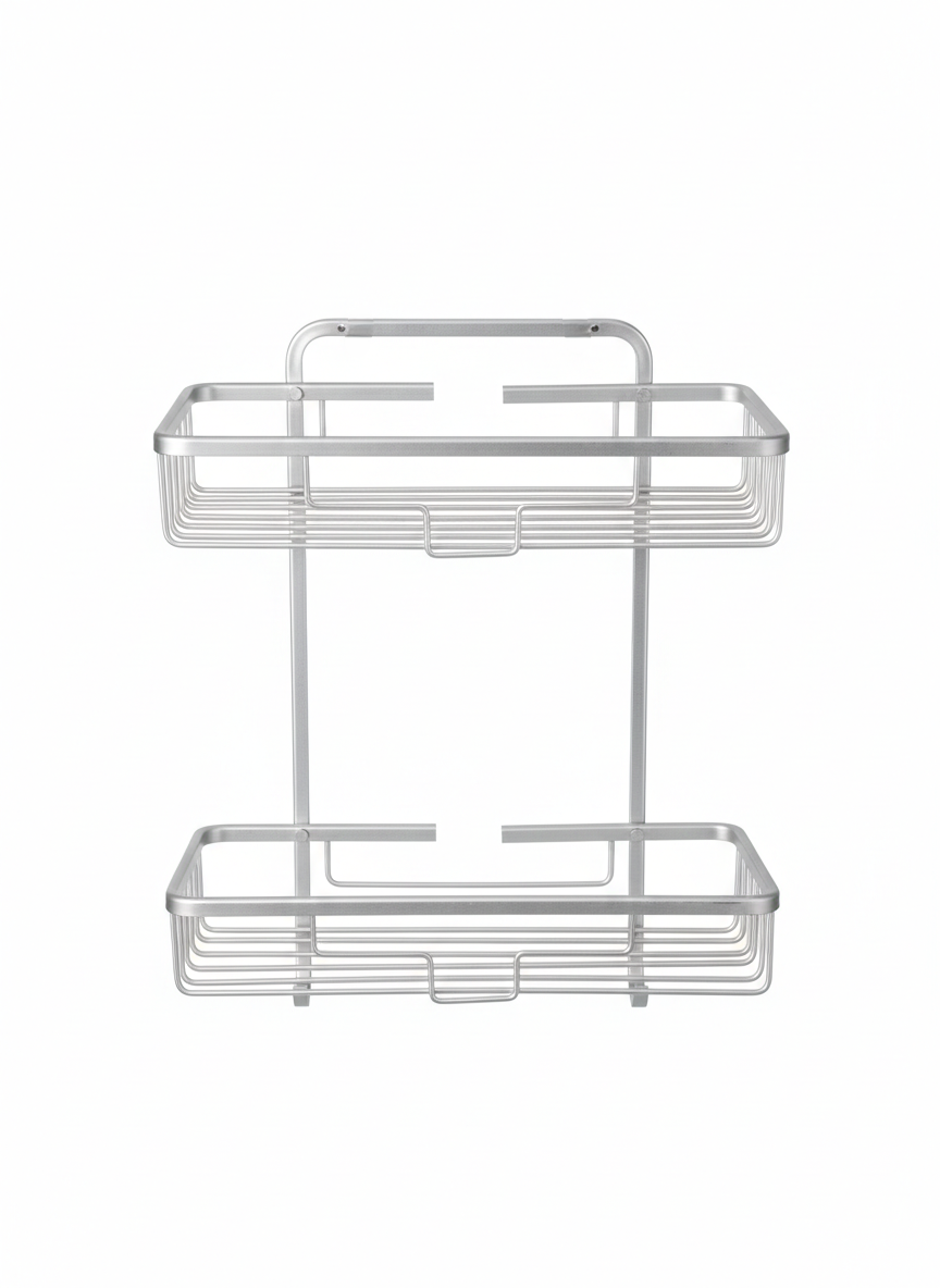 מדף למקלחת שתי קומות אלומיניום-מתקן מדפים נתלה-דיקלית-סופר הום