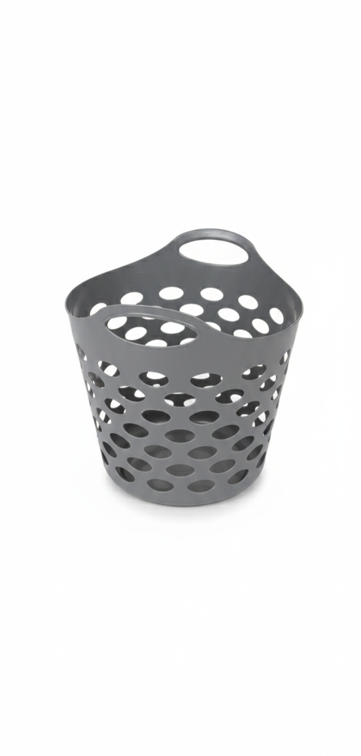 סל כביסה גמיש עגול 30 ליטר - מגוון צבעים-סל כביסה פלסטיק-סופר הום-אפור-סופר הום