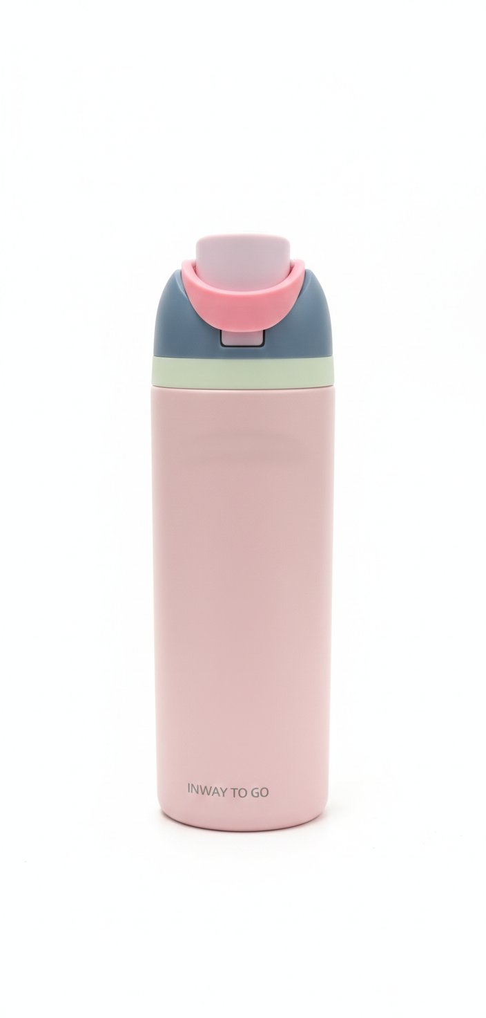 בקבוק תרמי רב-שימושי עם פיית שתייה כפולה - מגוון צבעים-SUPERHOME סופרהום-אפרסק-סופר הום