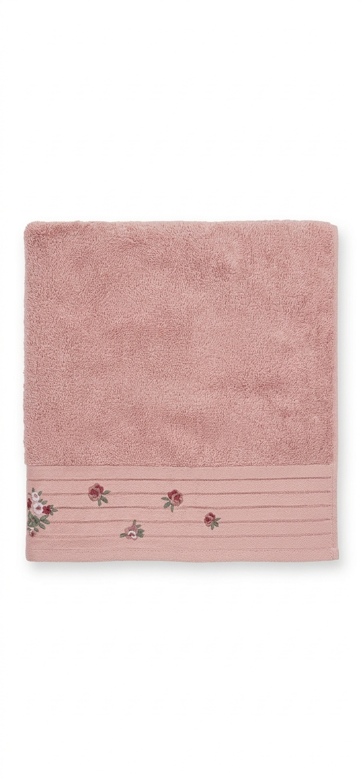 מגבת גוף 70*130 ס"מ רקמת פרחים - מגוון צבעים-מגבת גוף-Cotton Avenue-ורוד-סופר הום