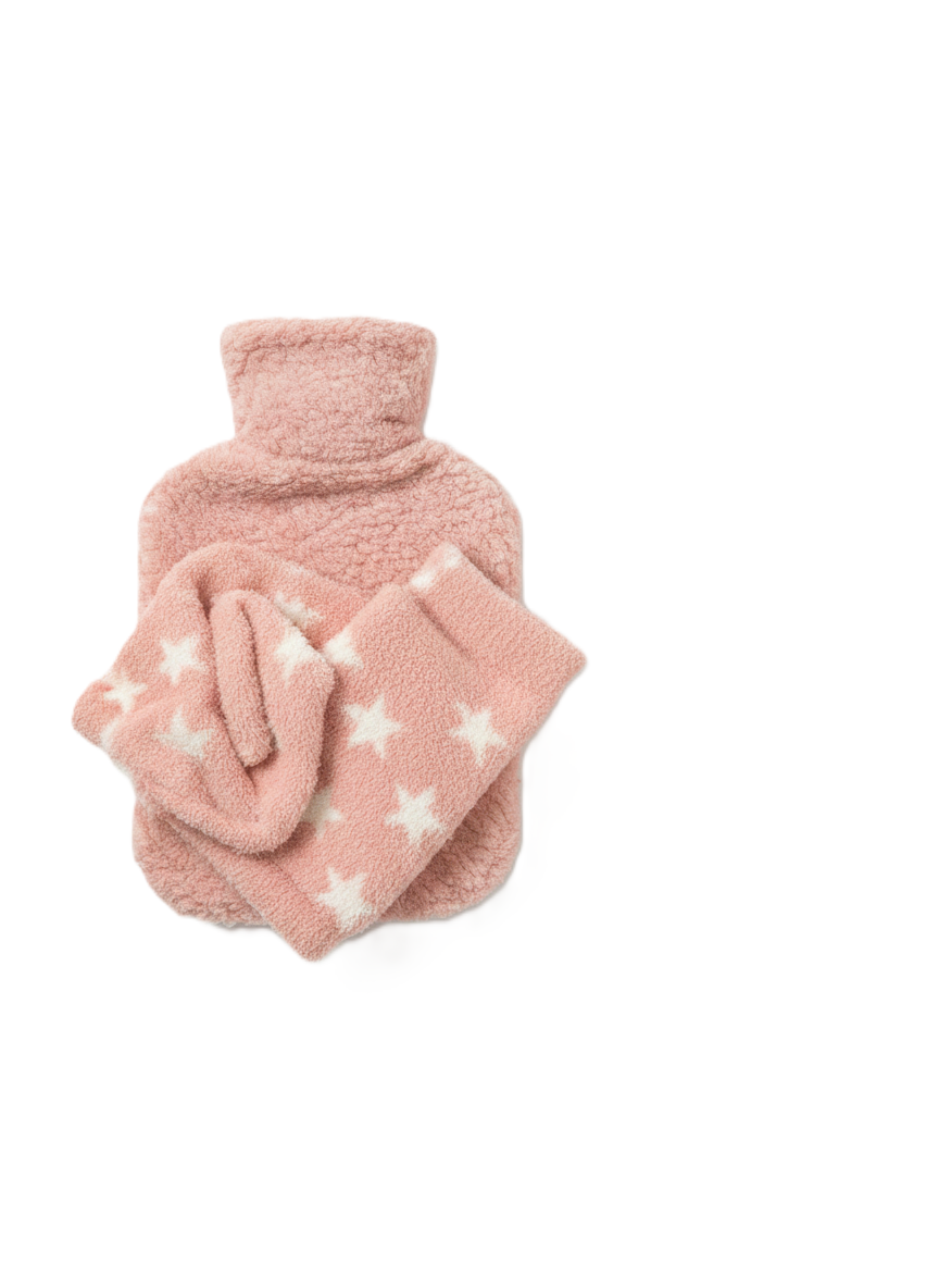 סט בקבוק חם וזוג גרביים - מגוון צבעים-MAMA-ורוד בשילוב לבן-סופר הום