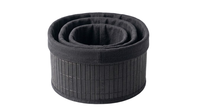 סט 3 סלסלאות אחסון אובליות מבמבוק - עץ/שחור-סלסלה-SUPERHOME סופרהום-עץ-סופר הום