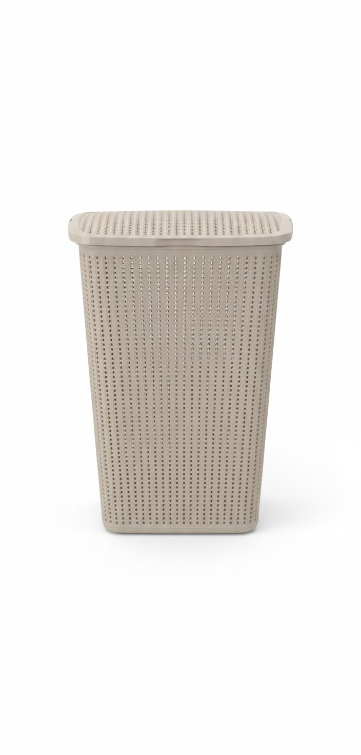 סל כביסה ארוג עם מכסה - 60 ליטר-גיגית כביסה-SUPERHOME סופרהום-מוקה-סופר הום