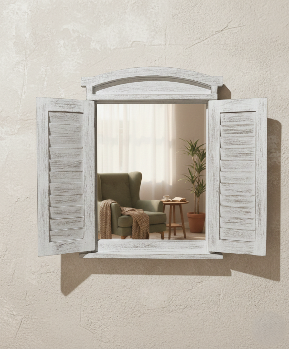 מראה תריס וינטג' לבן 45*60-א. לויזון-סופר הום