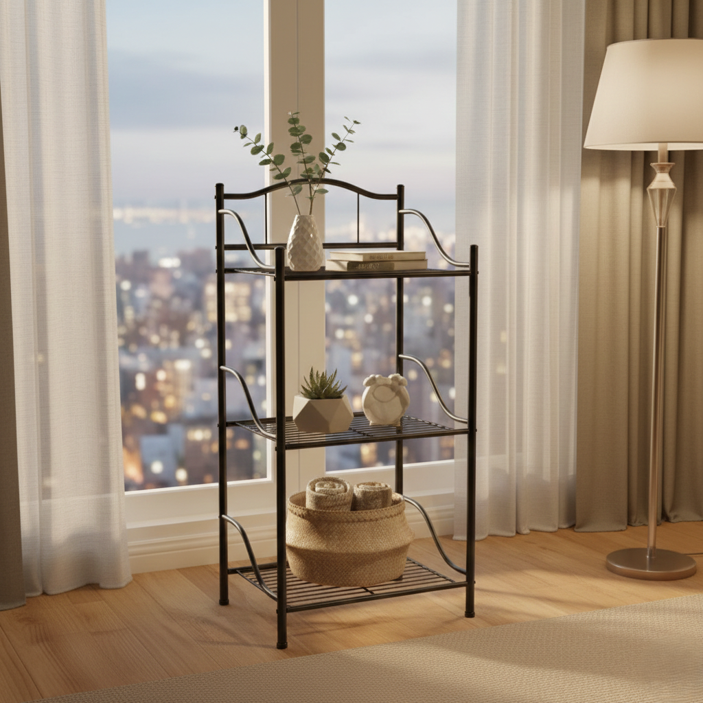 מתקן 3 מדפים שחור-כוננית-KashGan-סופר הום