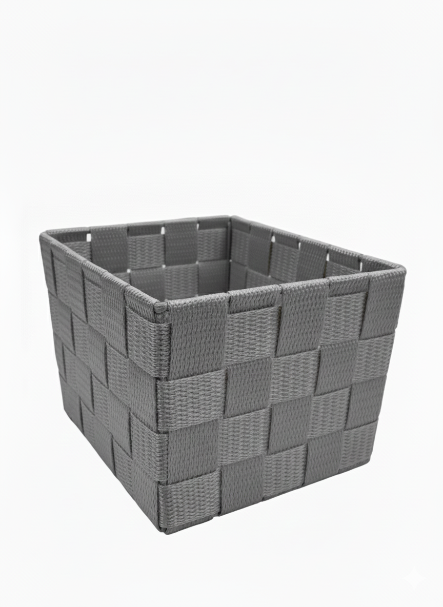 סלסלת אחסון קלועה - מגוון צבעים - מגוון גדלים-סלסלה-SUPERHOME סופרהום-אפור-12×19×14 ס״מ-סופר הום