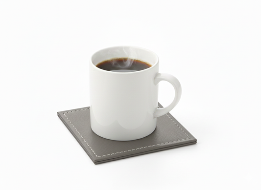 סט 6 תחתיות לכוסות דמוי עור אפור/שחור-תחתית לכוס-KashGan-אפור-סופר הום