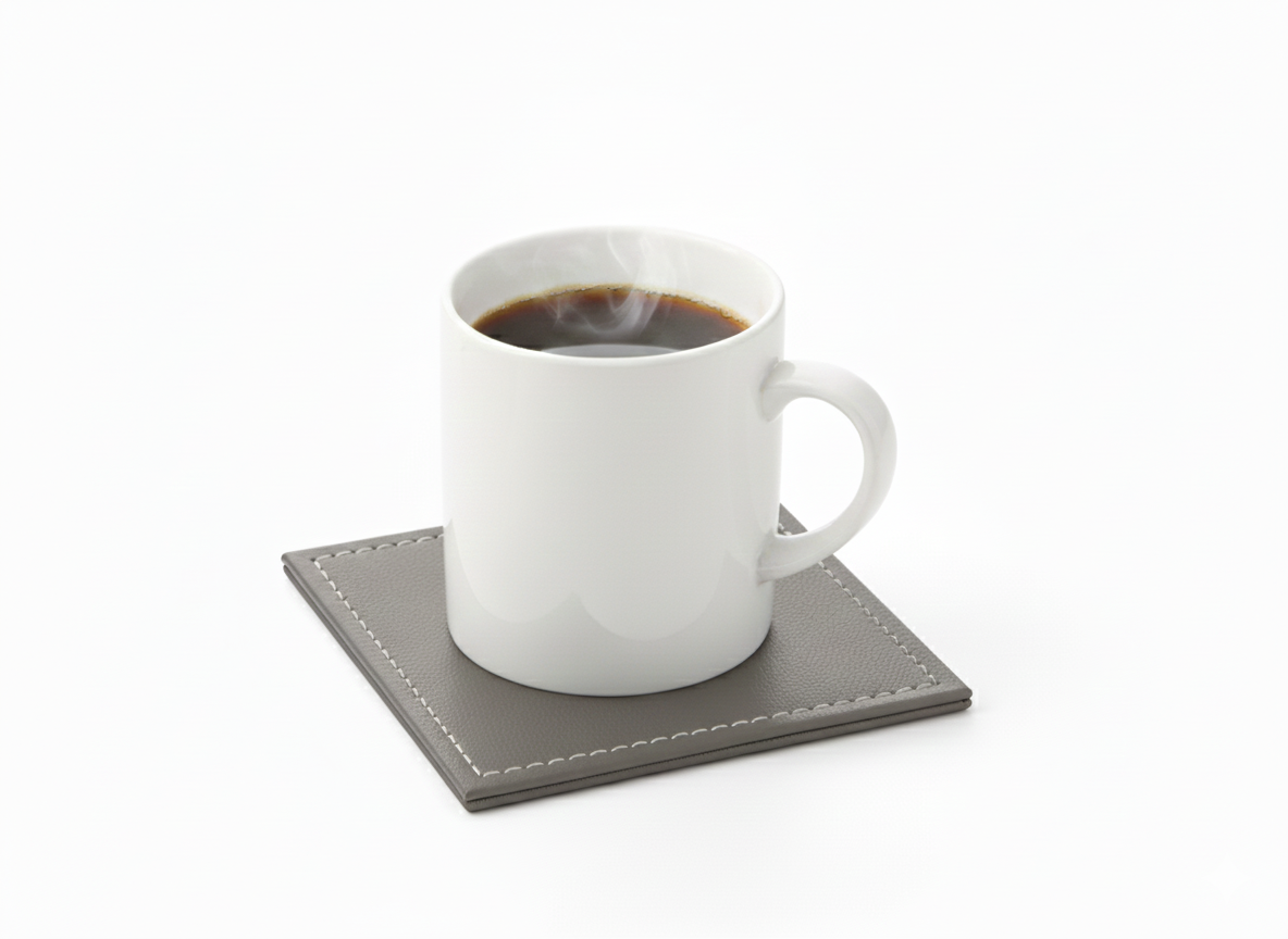 סט 6 תחתיות לכוסות דמוי עור אפור/שחור-תחתית לכוס-KashGan-אפור-סופר הום