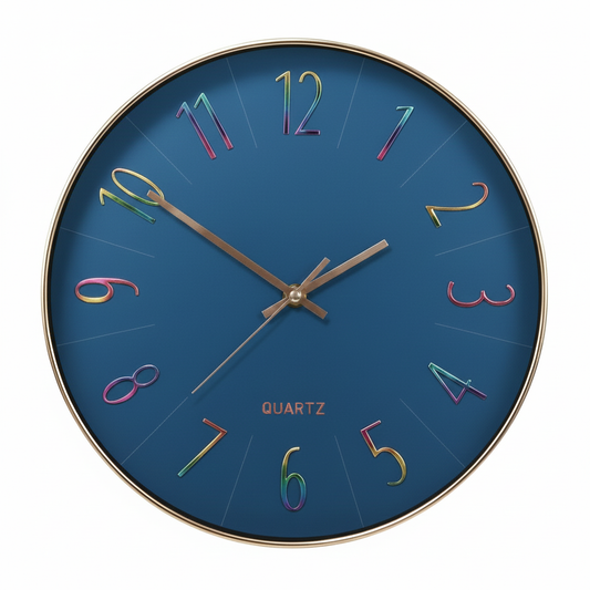 שעון קיר Quartz 29 ס"מ - מגוון צבעים-שעון קיר-ס.ז. מחנה יהודה-כחול-סופר הום