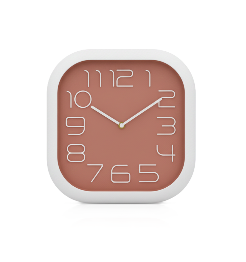 שעון קיר מרובע - מגוון צבעים-שעון קיר-ס.ז. מחנה יהודה-כתום-סופר הום