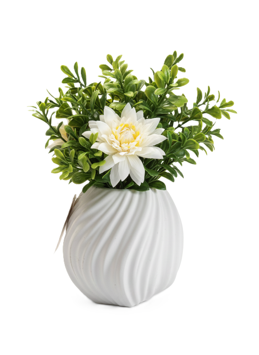 עציץ ירוקים בשילוב פרחים בבסיס סטון - דגם סוופיט-ציפורה-סופר הום