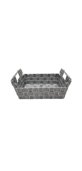 סלסלת רצועות עם ידיות ניקל - מגוון צבעים-סלסלה מעוצבת-SUPERHOME סופרהום-אפור לבן-סופר הום