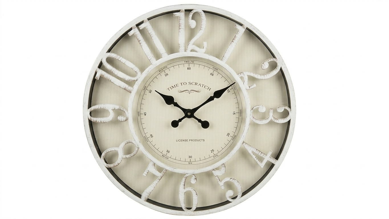 שעון תבליט לבן זהב-שעון קיר-א. לויזון-סופר הום