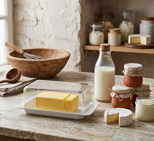 כלי לחמאה שקוף/לבן-כלי לחמאה-עולם הבית-סופר הום