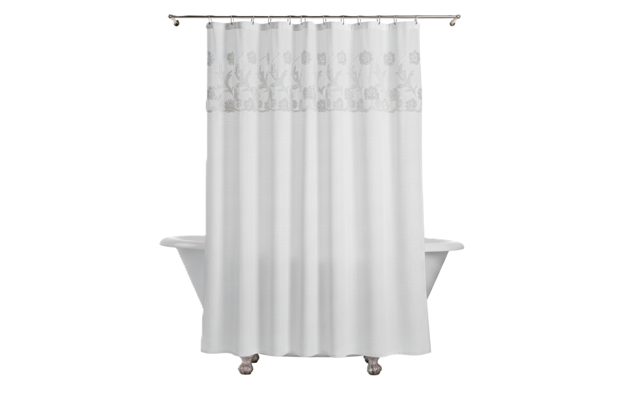 וילון אמבטיה MAXIME - מגוון דוגמאות-וילון אמבטיה-SUPERHOME סופרהום-פרחים לבן-סופר הום