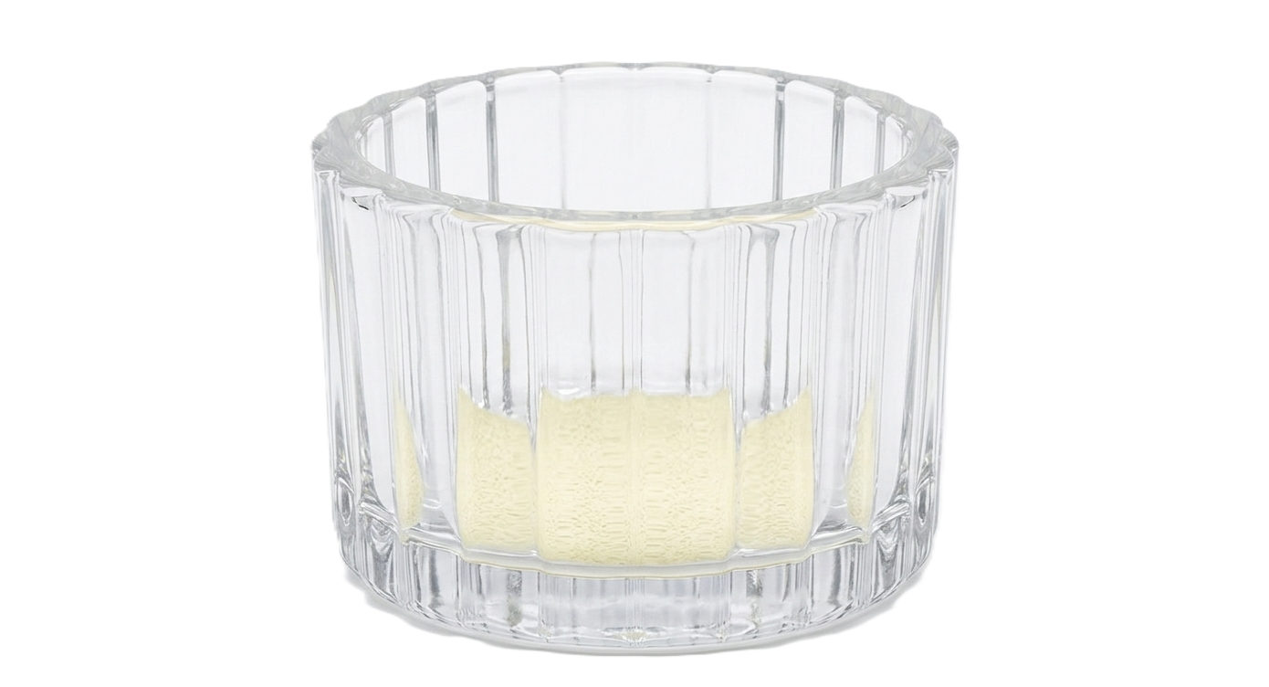 פמוט זכוכית עגול פסים-מעמד לנר-SUPERHOME סופרהום-סופר הום