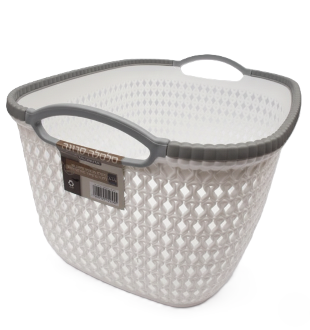 סלסלה סרוגה פלסטיק 34*28*18 ס"מ-סל כביסה פלסטיק-BEN AMI-סופר הום