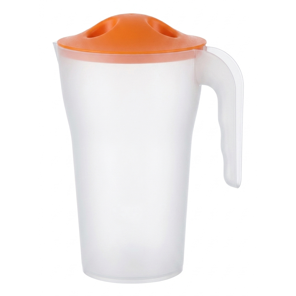 כד שתיה מעוצב כולל מכסה - 2 ליטר-קנקן פלסטיק-ItalPlast-כתום-סופר הום