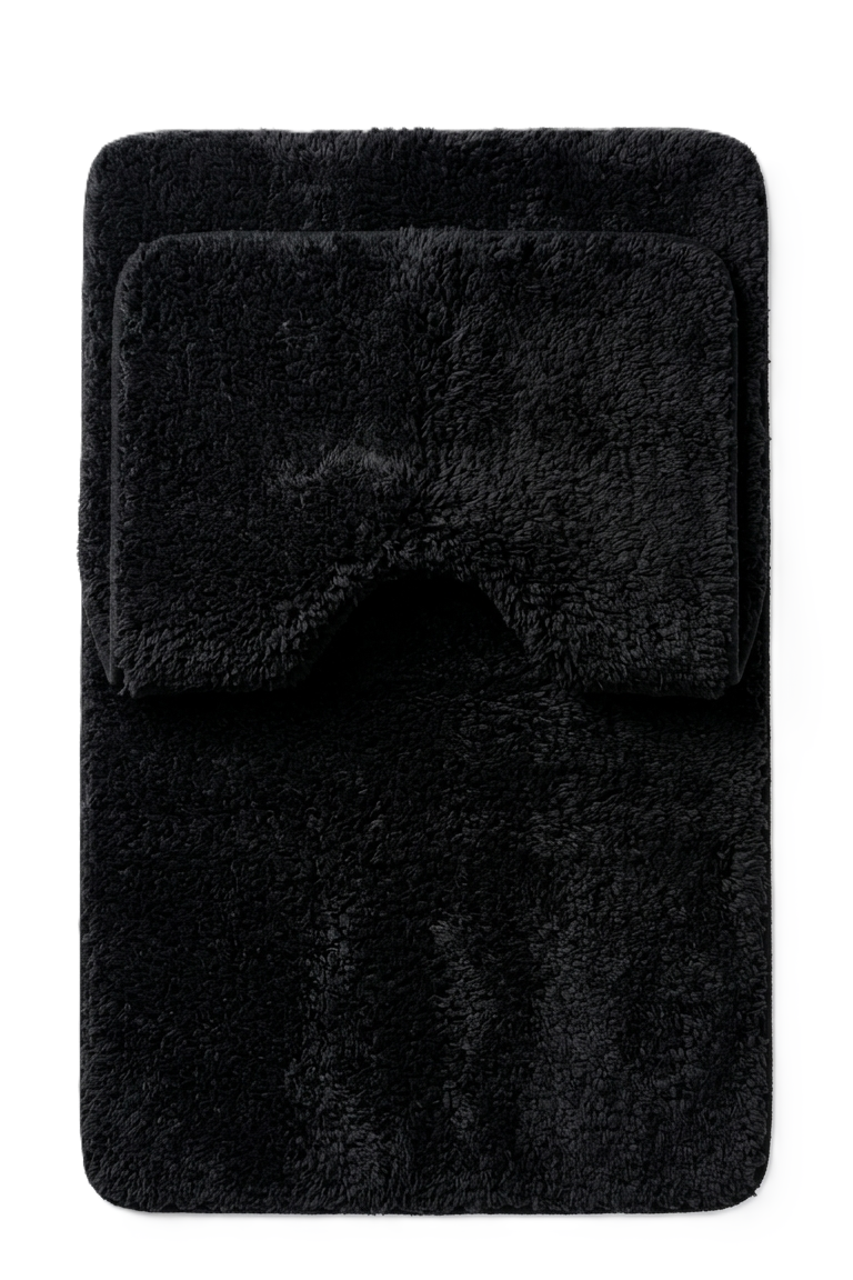 סט 2 חלקים לשטיחי אסלה - Soft Touch-שטיחי אמבטיה בד-דיקלית-שחור-סופר הום