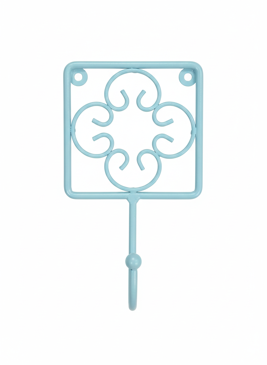 וו תלייה עם עיטורים-וו תלייה לקיר-SUPERHOME סופרהום-תכלת-סופר הום