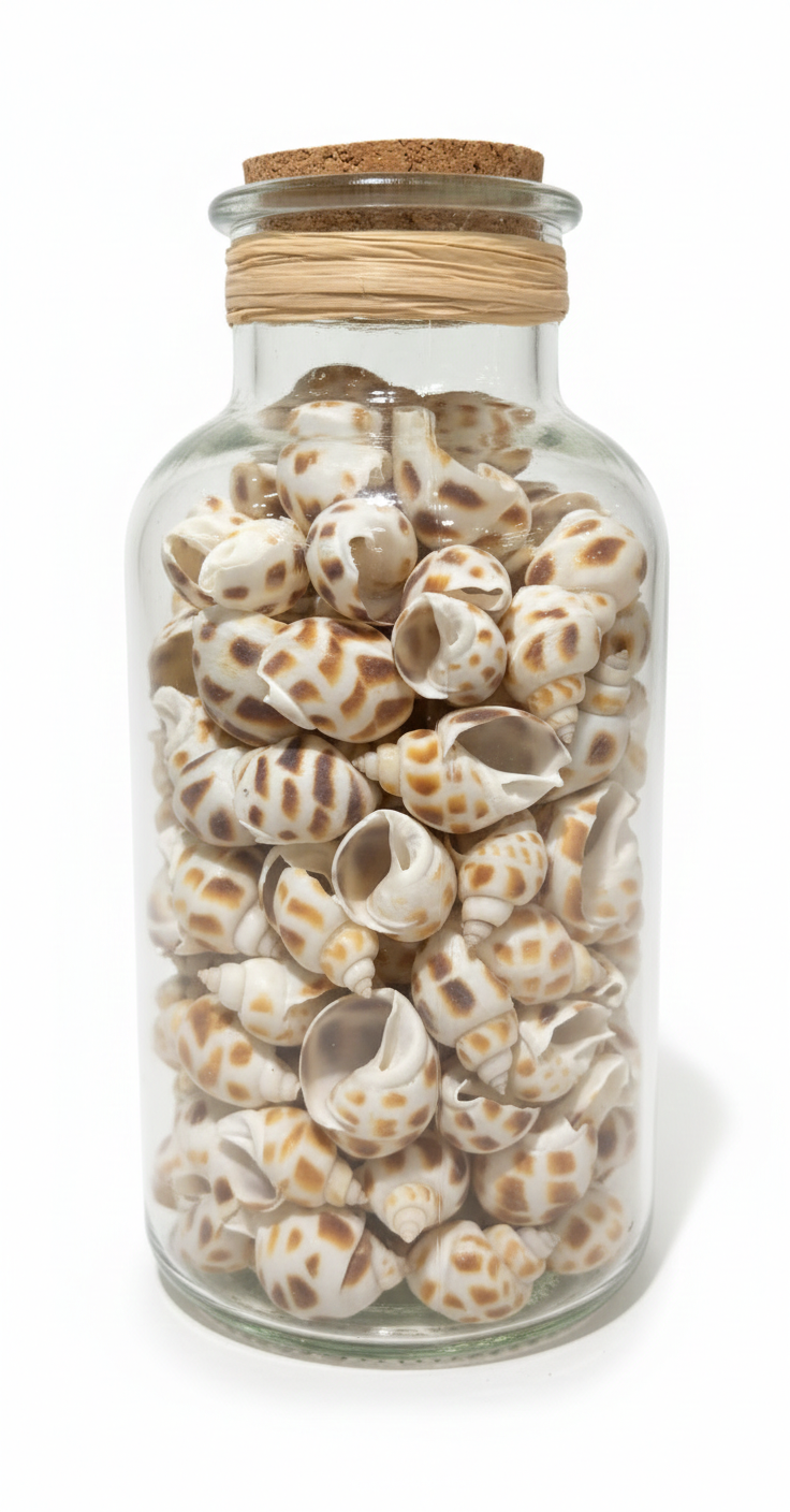 צדפות דקורטיביות בצנצנת זכוכית - מגוון גדלים-קישוט-ציפורה-L-צדפים מנוקדים קטנים-סופר הום