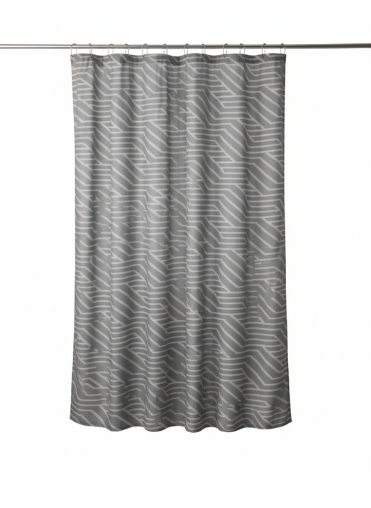 וילון אמבטיה דו שכבתי - מגוון דגמים-וילון אמבטיה-CASA EMI-אפור פסים-סופר הום