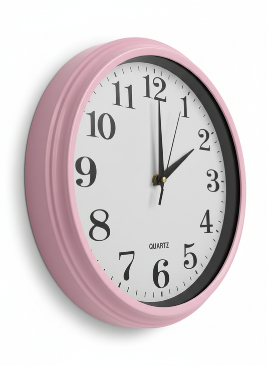 שעון קיר ורוד קלאסי 30 ס"מ-שעון קיר-ס.ז. מחנה יהודה-סופר הום