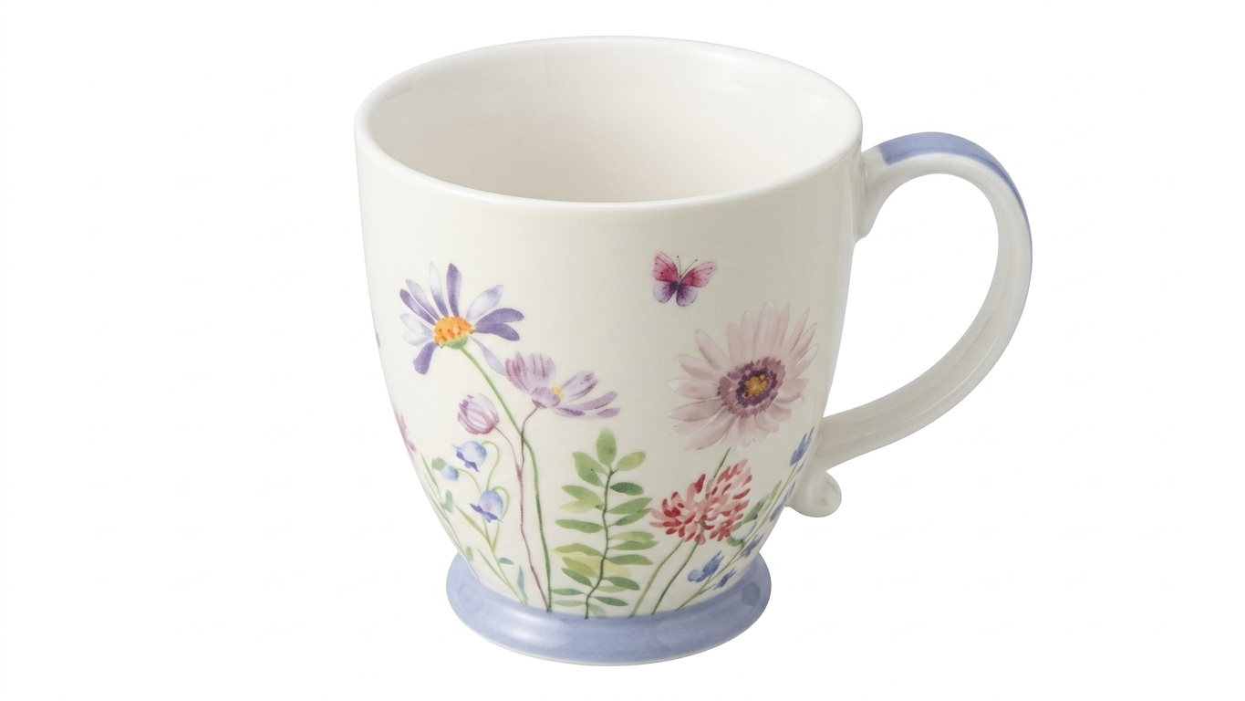 מאג עיטורים על רגל - מבחר דגמים-ספלים חרסינה-א. לויזון-תכלת-סופר הום