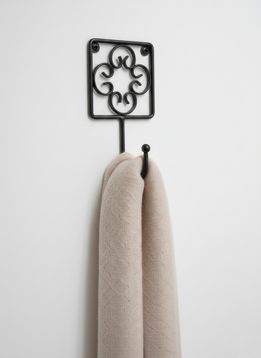 וו תלייה עם עיטורים-וו תלייה לקיר-SUPERHOME סופרהום-שחור-סופר הום