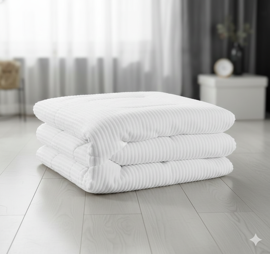 שמיכת פוך דו צדדית קורדרוי - מגוון צבעים-שמיכת חורף-Via Home-hebrew white-סופר הום