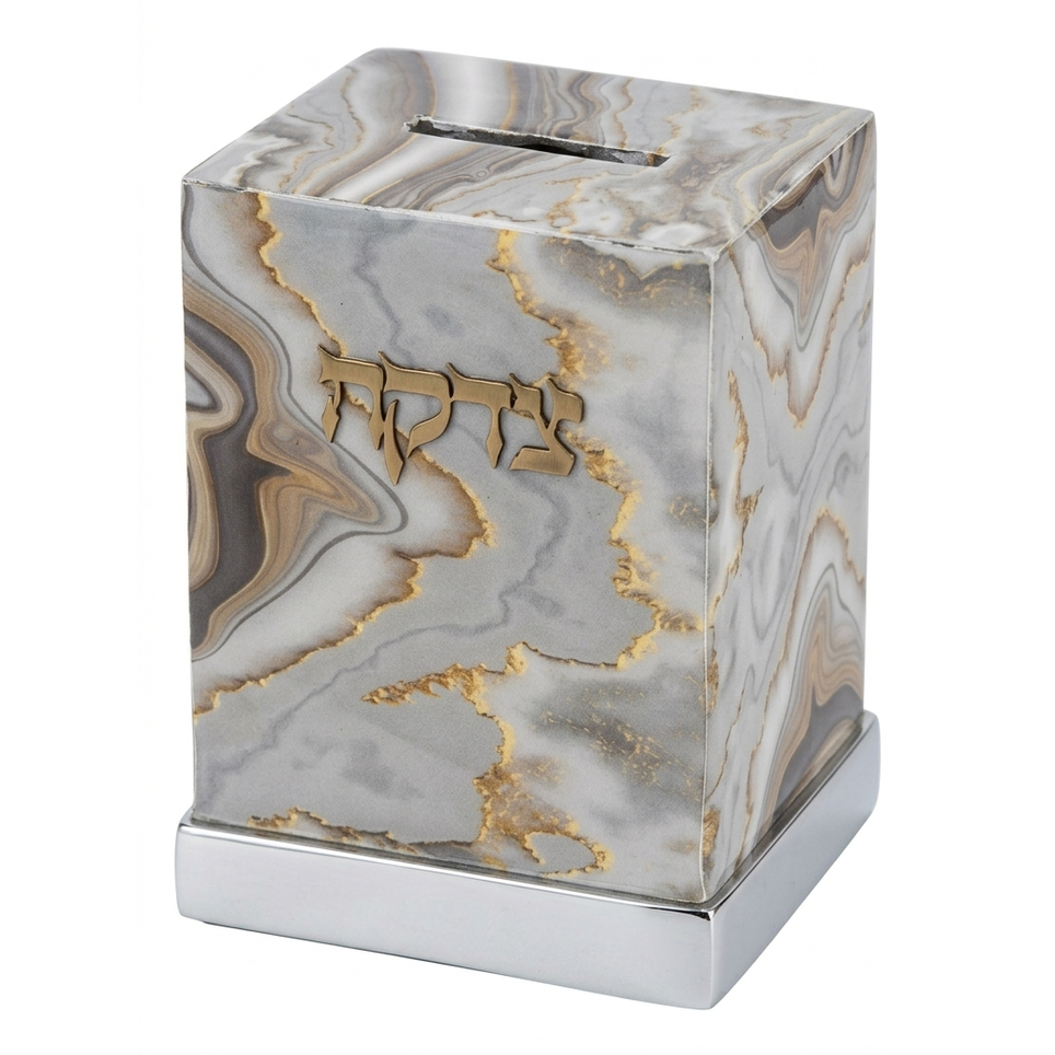 קופת צדקה דגם שיש אפור-זהב-קופת צדקה-GIFTSHOP-סופר הום