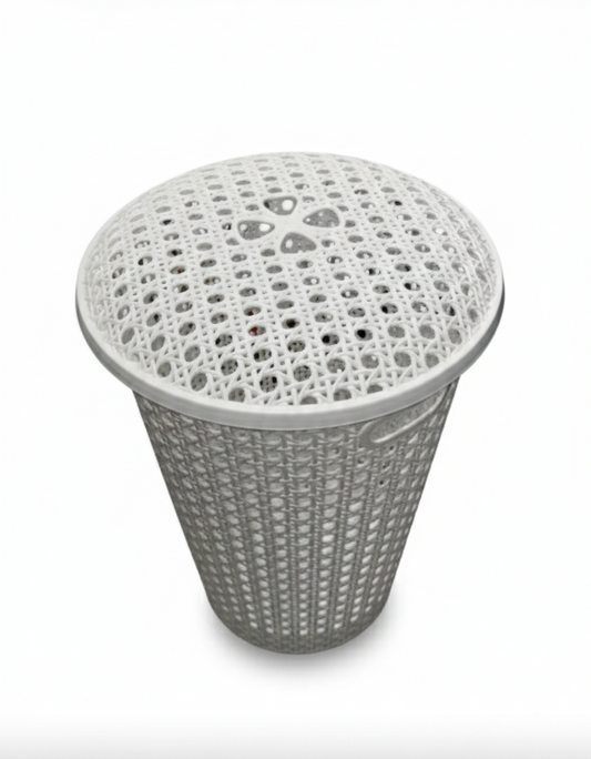 סל כביסה עגול - 48 ליטר-סל כביסה פלסטיק-סופר הום-לבן-סופר הום