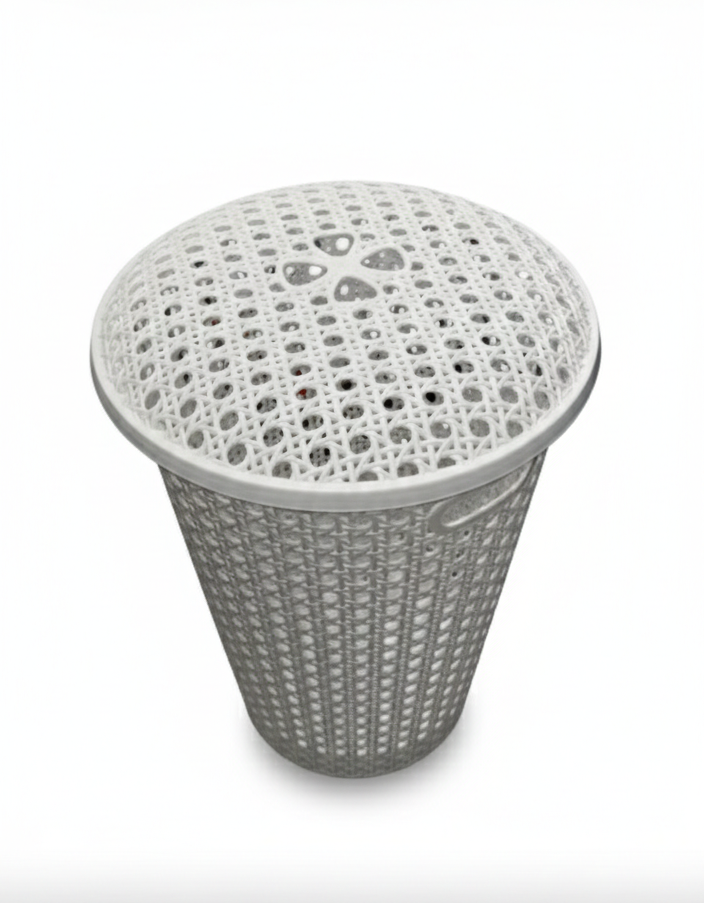 סל כביסה עגול - 48 ליטר-סל כביסה פלסטיק-סופר הום-לבן-סופר הום