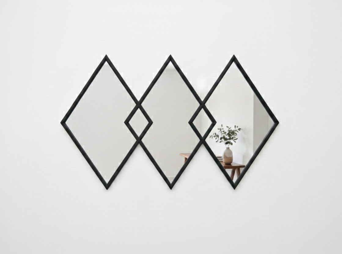 מראה 3 יהלומים 115X78 ס"מ שחור-SUPERHOME סופרהום-סופר הום