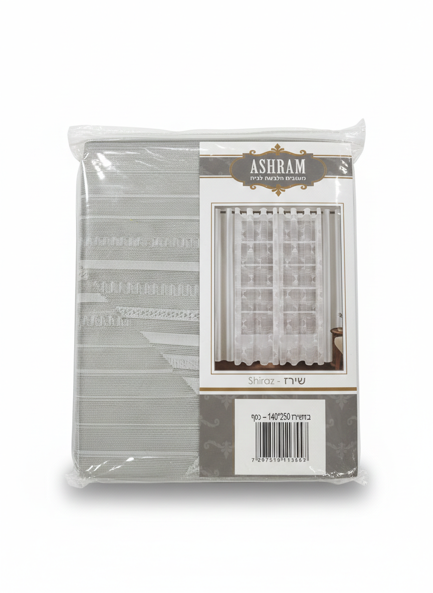 וילון שירז 250*140 ס"מ - כסף-וילון בד-ASHRAM-סופר הום