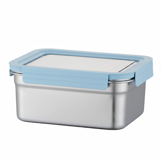 קופסת אחסון נירוסטה – מגוון צבעים-מיכל אחסון-SUPERHOME סופרהום-מכסה תכלת-סופר הום