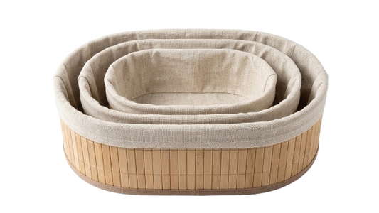 סט 3 סלסלאות אחסון אובליות מבמבוק - עץ/שחור-סלסלה-SUPERHOME סופרהום-עץ-סופר הום