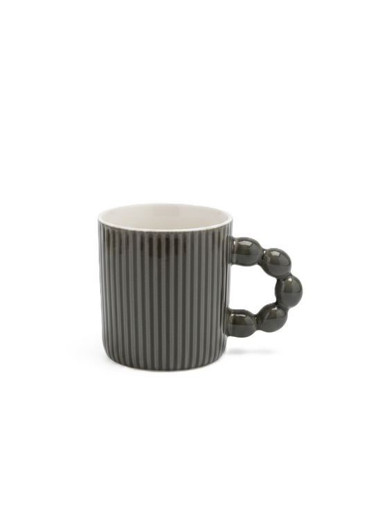 מאג קרמיקה פסים עם ידית מעוצבת-ספלים חרסינה-גרופי מתנות-שחור-אפור-סופר הום