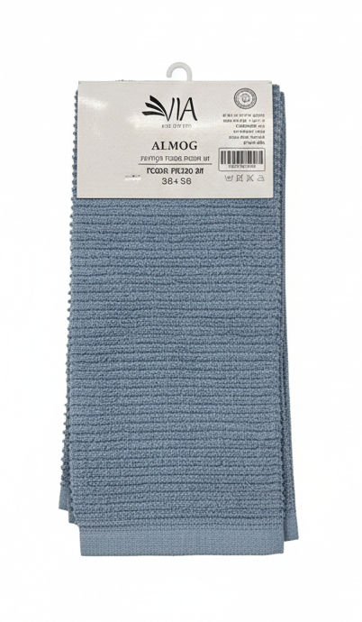זוג מגבות מטבח יוקרתיות - דגם אלמוג-מגבות מטבח-Via Home-תכלת-סופר הום