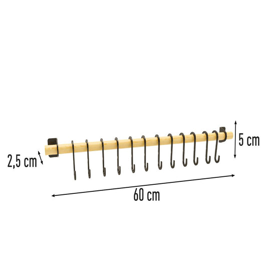 מתקן תליה מעץ כולל ווים-מתלים למטבח-SEOWOOD-סופר הום