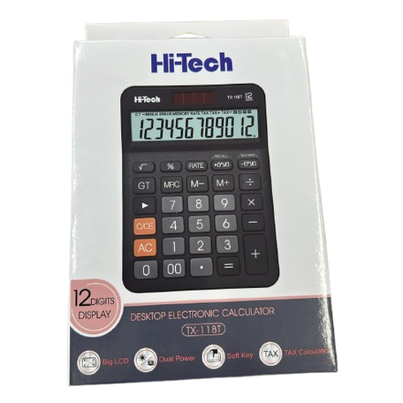 מחשבון מע"מ - 12 ספרות-מחשבון-היי טק-סופר הום