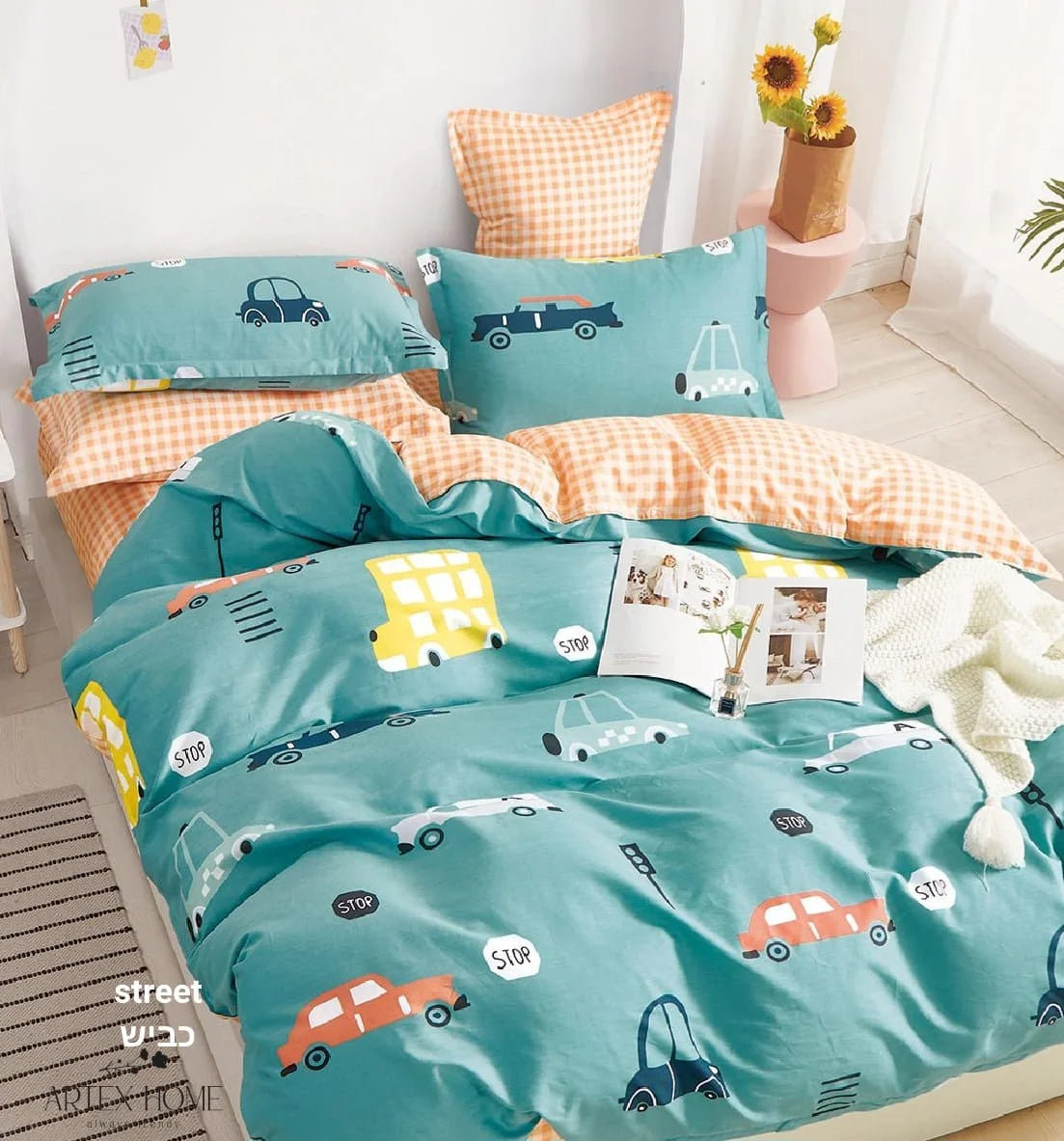 סט מצעים יחיד 100% כותנה דגם Street-סט יחיד-ARTEX HOME-סופר הום