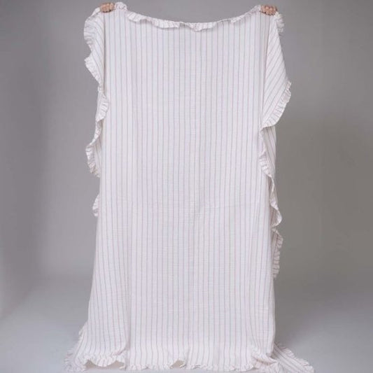 שמיכת קיץ טטרה 100% כותנה דגם Urban בשני צבעים-שמיכת קיץ-Vardinon ורדינון-לבן עם פסים ורוד בהיר-סופר הום