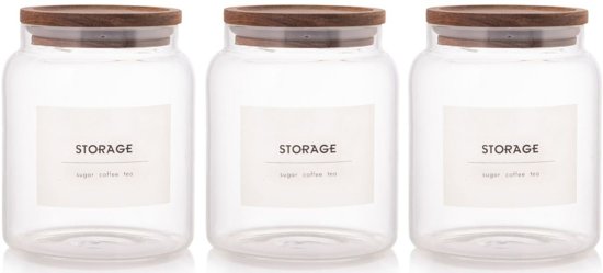 Dexter סט 3 צנצנות אחסון מזכוכית - דגם-סט תה קפה סוכר-Naaman נעמן-סופר הום